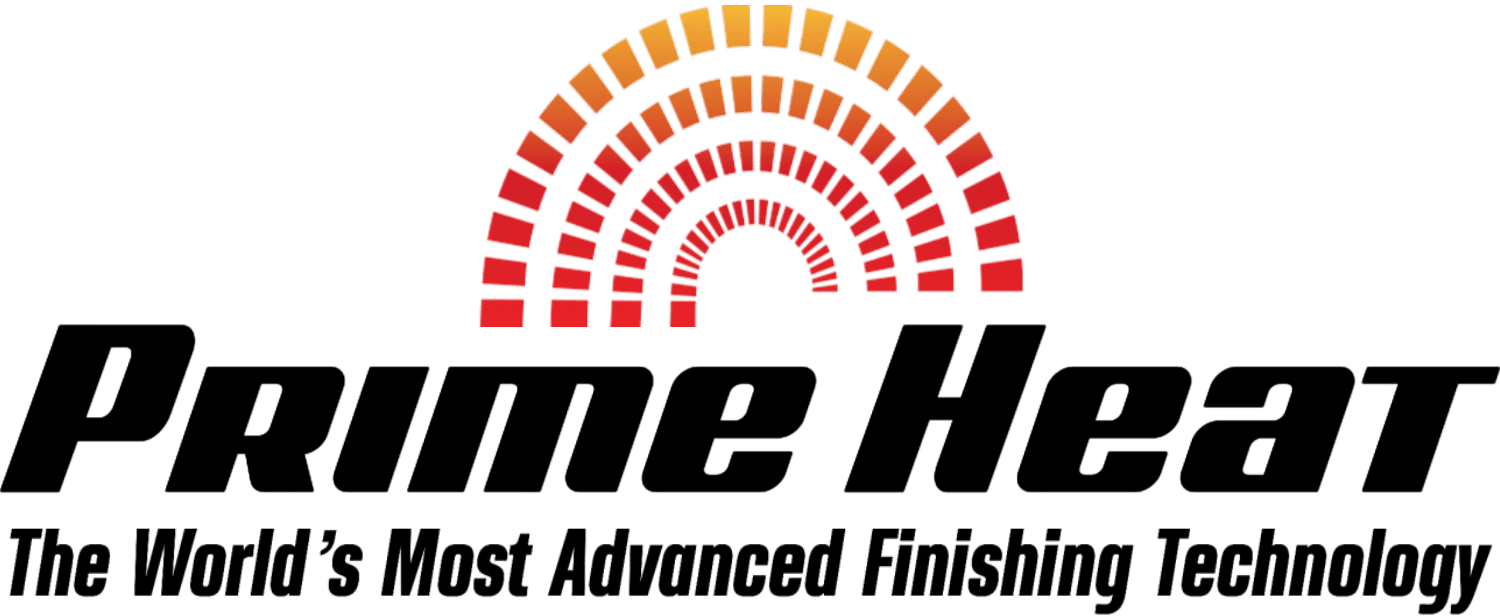 Logo of Prime Heat with a sun-like semicircular design and slogan "The World's Most Advanced Finishing Technology."